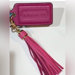 Coach Pink Leather Hang Tag Bag with Tassel